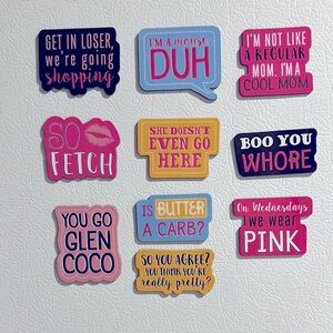 Mean Girls Quote Magnets Set - Pink, Blue, Yellow, Black